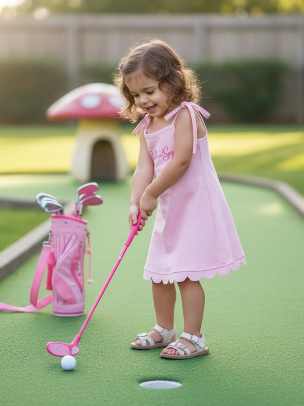 Saddle and Sage Pink Striped Matching Golf Dress - Women's & Girl's - Picture 6 of 13
